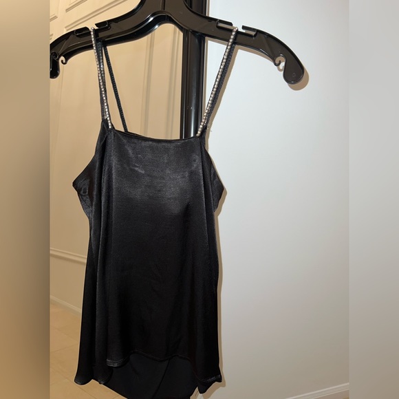 Aqua silk blend black Rhinestone Strap Camisole size XS - Picture 6 of 11